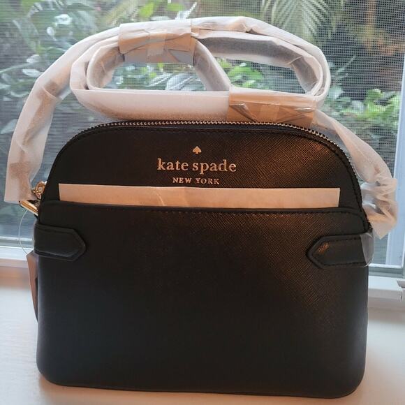 kate spade Handbags - Kate Spade Staci Dome Satchel Crossbody Black Saffiano Leather Purse Handbag NEW